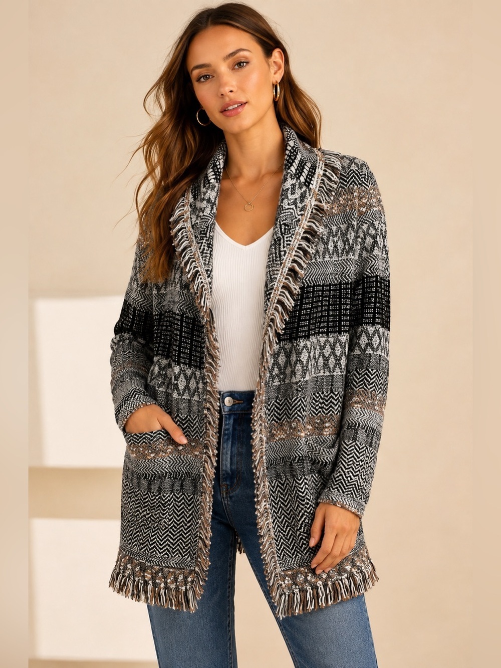 Lucky Brand Cardigan Coat - Size M - with pockets!
